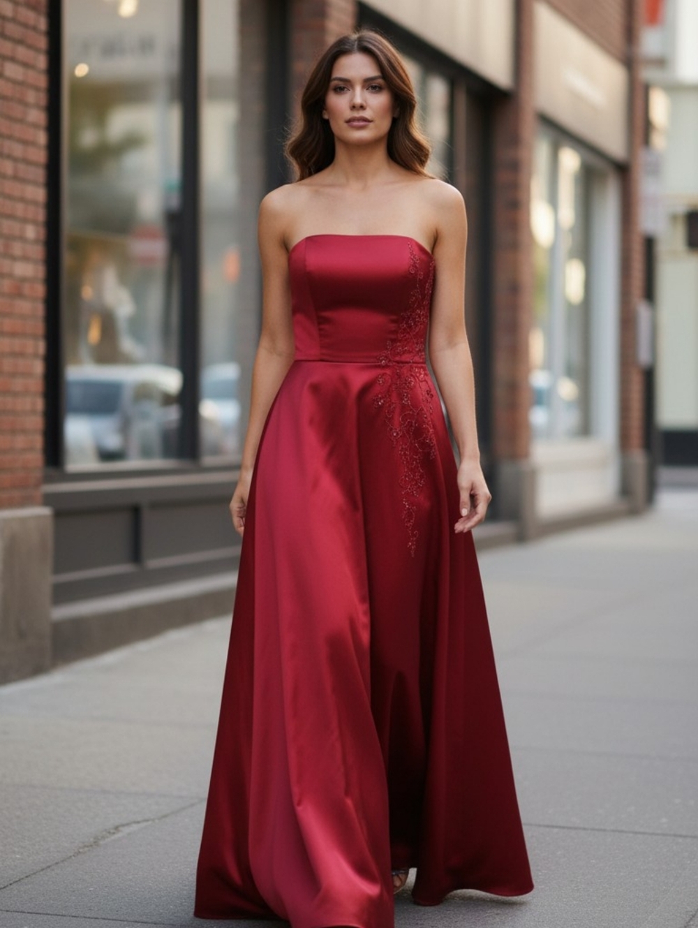 DAVID'S BRIDAL Strapless Red Evening Gown SIZE 8 - Picture 14 of 15